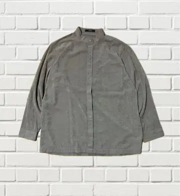 밴드 카라 셔츠 그레이 스웨이드풍 [ 무료배송 ]