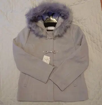 GLACIER 퍼플 더플 코트 퍼 후드 포함