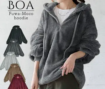 포근포근 보아 후드티 사파리 그레이