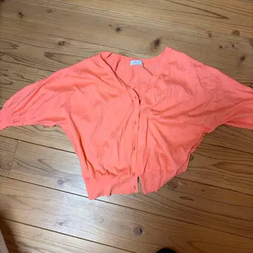 L'EQUIPE 오렌지 가디건 5부 소매