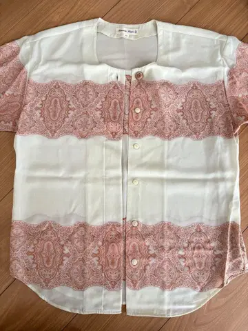 Jeanande Royer 반팔 셔츠 9R 화이트 핑크