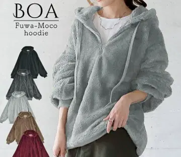 푹신푹신 보아 후드티 페일 그레이