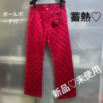 마리끌레르 빨간색 퀼팅 스트레이트 팬츠 볼 파우치 포함