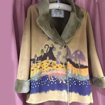 스칼라 애니멀 무늬 피 코트 베이지