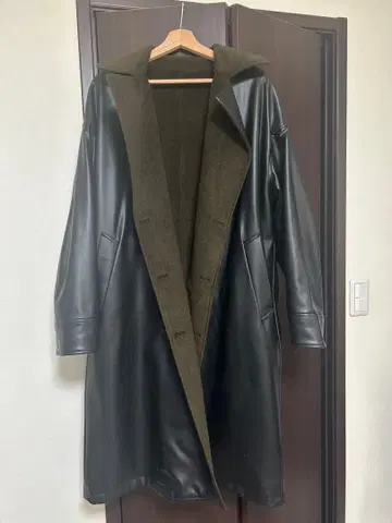 HARE 롱 코트 M 블랙 올리브