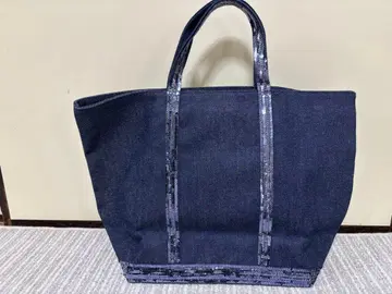 바네사브루노 다크 블루 데님 토트백 스팽글