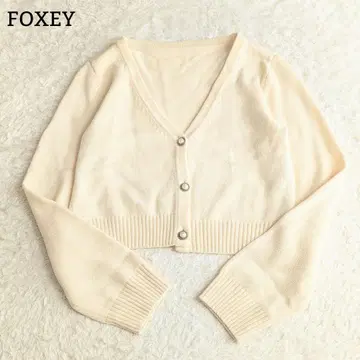 고품질 폭시 캐시미어 100% 가디건 펄 버튼 L 아이보리