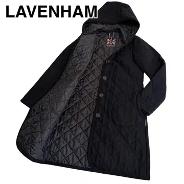 [ LAVENHAM ] 라벤햄 퀼팅 코트 롱 블랙 36