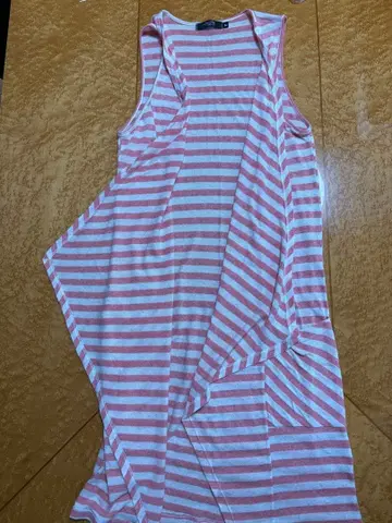 롱 베스트 해외 구매 핑크 보더 불규칙 디자인