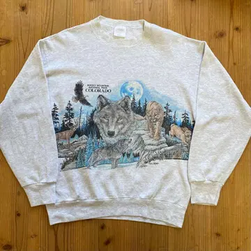 레어 91년제 SANSEGAL USA제 애니멀 무늬 맨투맨 vintage