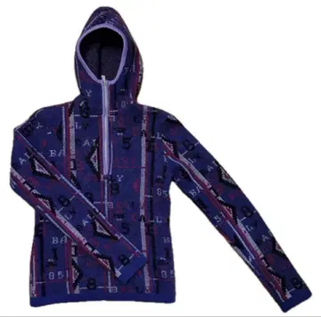 새상품급 발리 BALLY 니트 풀오버 후드티 올 패턴 퍼플 계열