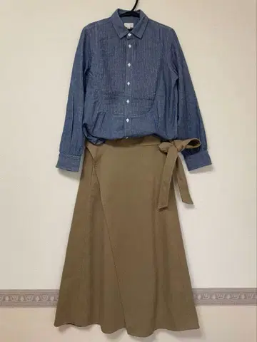 드로어 바지 셔츠 블라우스와 드로어 스커트 2세트