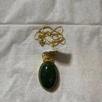 화전옥 벽옥 그린 컬러 오벌 펜던트 목걸이