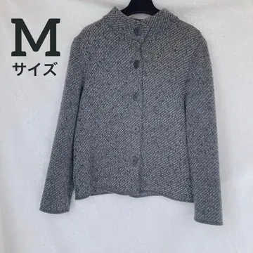 루즈핏 니트 하프 코트 자켓 그레이 M 안감 없음 울 혼방 일본제