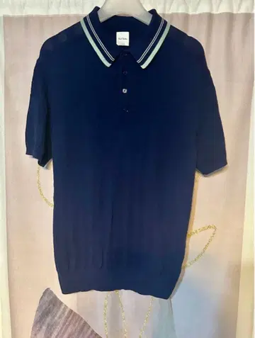 [새상품급] 폴스미스 스트라이프 니트 피케 셔츠 네이비