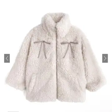 그레일 리본 포함 보아 자켓