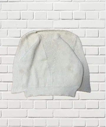 화이트 U넥 니트 5부 소매 [ 무료배송 ]