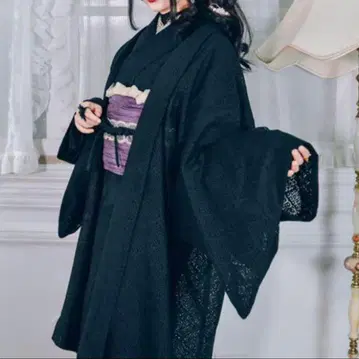 전체 레이스 긴 겉옷 블랙 워셔블 긴 겉옷