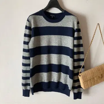 띠어리*캐시미어 100% 크루넥 느슨한 보더 니트