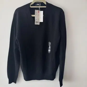 UNIQLO V넥 스웨터 캐시미어 100% 블랙 S