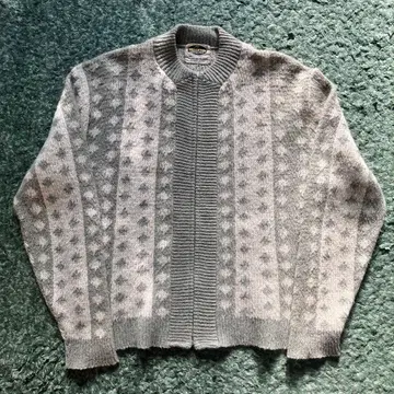 60s WELGRUME 모헤어 가디건 zip 아가일
