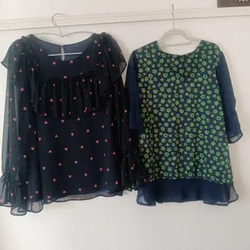 Magical System 하트 무늬 꽃무늬 블라우스