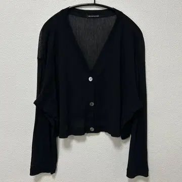 mizuiro ind 메쉬 V넥 숏 가디건 블랙
