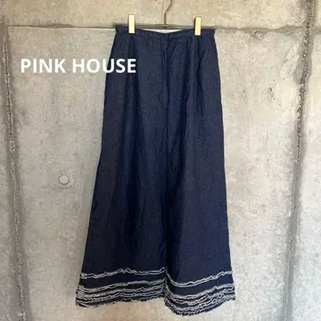 PINK HOUSE 데님 롱 스커트 타이트 프릴 [ 배송비 포함 ]