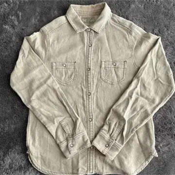 베이지 데님풍 긴팔 셔츠