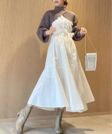 SNIDEL 숏 니트 레이어드 원피스