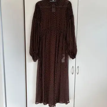 Lily Brown 브라운 체크 비침 롱 원피스