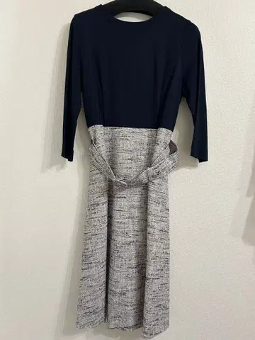 스트로베리 필드 원피스 네이비 화이트 트위드