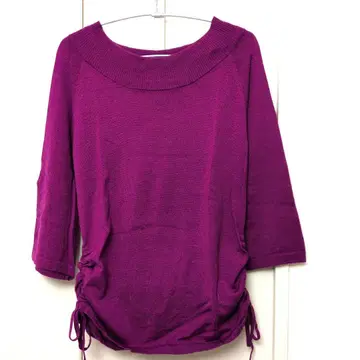 쿠미쿄쿠 퍼플 니트 5부 소매 드레이프 디자인