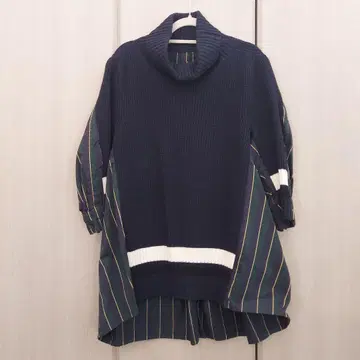 sacai 하이브리드 터틀넥 니트 셔츠 풀오버