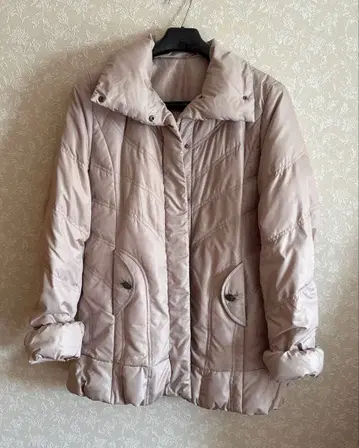 Mause 다운 롱 코트 핑크 베이지