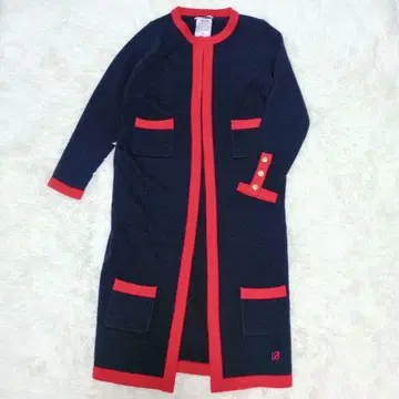 매디슨 블루 롱 가디건 캐시미어 골드 버튼 파이핑