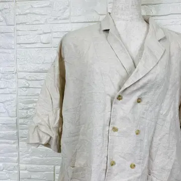 러스틱 베이크드 셔츠 M 린넨 더블 버튼 [1936 19]