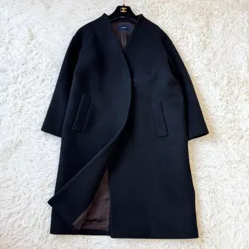 프레임워크 롱 코트 울 카네코 아야 블랙 36 S