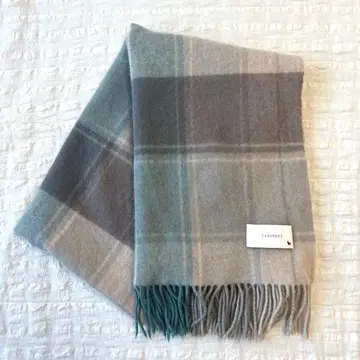 macocca 캐시미어 100% 스톨 체크 모스 대형