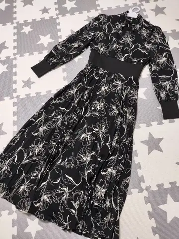 tocco closet 허리 리브 플라워 프린트 플리츠 원피스 M