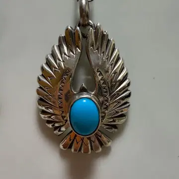 빙고 브라더스 이글 목걸이 탑 실버 펜던트 터콰이즈