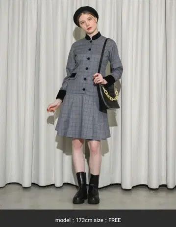 idem 체크 벨로아 원피스