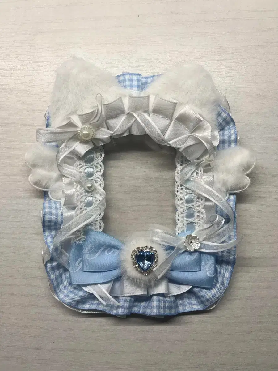 Lace top loader for photocard, angel wings, cat, ribbon