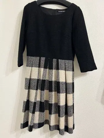 스트로베리 필드 원피스 블랙 베이지 트위드
