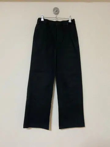 블랙 와이드 팬츠 허리밴딩