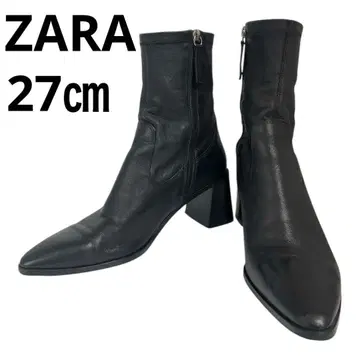 새상품급 ZARA 남성용 가죽 스틸레토 숏부츠 블랙 27cm