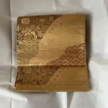 골드 컬러 꽃무늬 후쿠로 오비