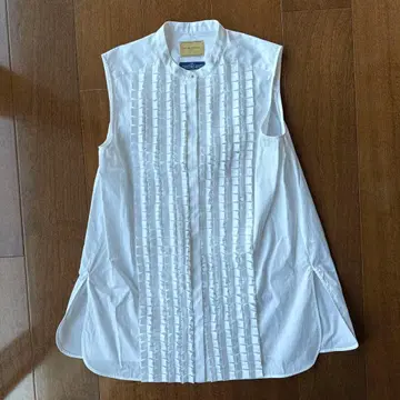 UNITED ARROWS 화이트 슬리브리스 셔츠