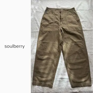 미사용품 soulberry 카고 팬츠 L 카키 와이드 치노