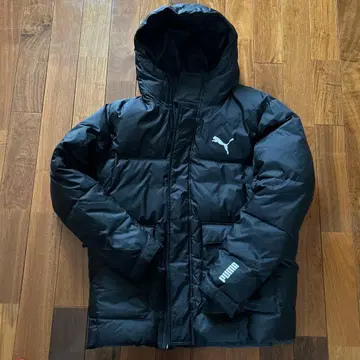 PUMA 블랙 다운 자켓 후드 부착